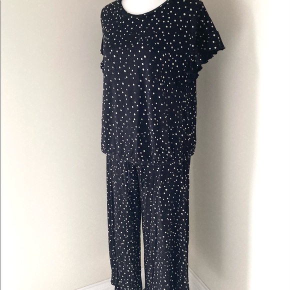Ann Taylor Black and Cream Dot Pajama Set Size L - Picture 3 of 13